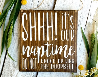 Baby Sleeping Sign, Baby Sleeping Door Sign, Naptime Door Sign, Naptime Sign, Do not Disturb Door Sign, Baby Shower, Doorbell Sign