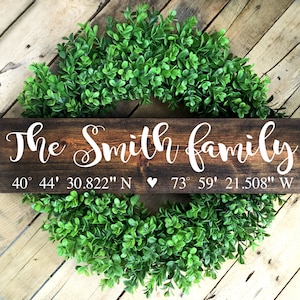 Home Coordinates Sign, GPS Coordinates Sign, Family Name Sign, Personalized Sign, Wedding Gift, Housewarming Sign, Latitude Longitude Sign
