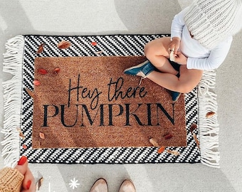 Hey There Pumpkin Doormat, Hello Pumpkin, Hi Pumpkin Door Mat, Funny Doormat, Housewarming gift, Fall Decor, Halloween Decor, Coir Doormat