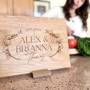 Custom Wedding Gift, Cutting Board, Real Estate Closing Gift, Housewarming Gift, Gift for Her, Anniversary Gift, Engagement Gift, Engraved image 1