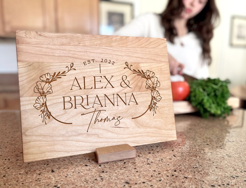 Custom Wedding Gift, Cutting Board, Real Estate Closing Gift, Housewarming Gift, Gift for Her, Anniversary Gift, Engagement Gift, Engraved image 1