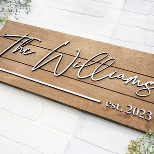 Family Last Name Sign, Personalized Wedding Gift, Pallet Sign Style, Farmhouse Decor, Established Sign, Custom Wood Sign, Engagement Gift image 1