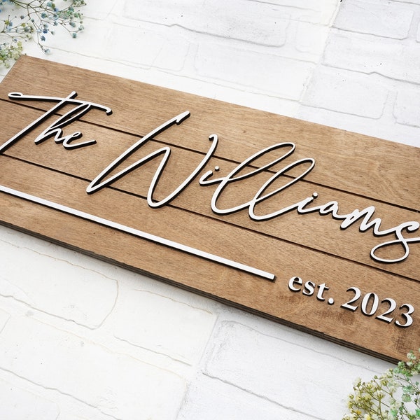 Family Last Name Sign, Personalized Wedding Gift, Pallet Sign Style, Farmhouse Decor, Established Sign, Custom Wood Sign, Engagement Gift