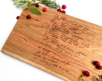 Handwritten Family Recipe Cutting Board, Personalized Engraved Cutting Board, Mom Gift, Custom Housewarming Gift, Wedding Gift, Mothers Day