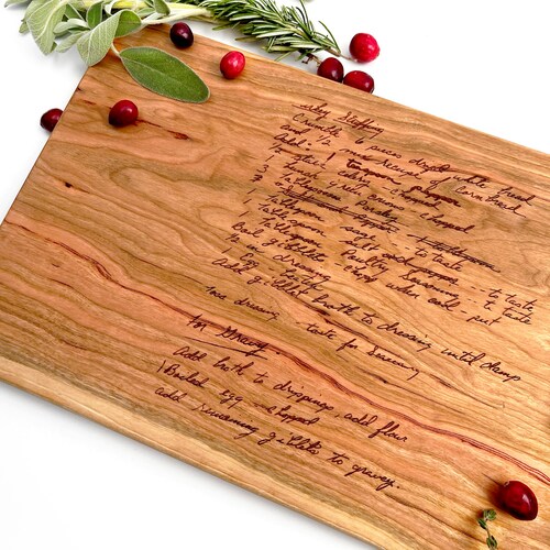 Handwritten Recipe Engraved on Cutting Board Personalized Etsy