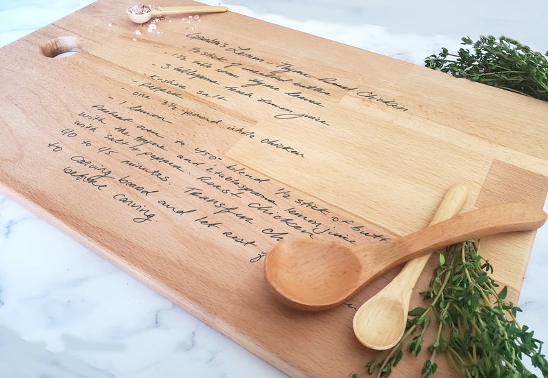 Personalized Cutting Board Recipe Engraved, Custom Cutting Board, Mom Gift, Housewarming Gift, Wedding Gift, Mothers Day, Handwritten Recipe 11 x 17 Beech Paddle