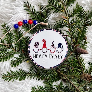 Hey.Ey.Ey.Yey Buffalo Bills Ornament | 3 Inch Clear Acrylic Ornament | Buffalo Bills Gift, Christmas Ornament | Buffalo Gnomes | Buffalove