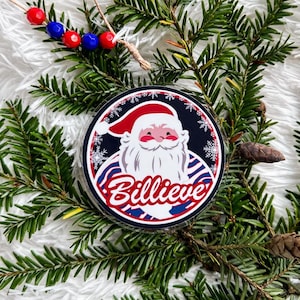 Santa BILLieve Ornament | Buffalo Bills | 3 Inch Clear Acrylic Ornament | Buffalo Bills Gift | Christmas Ornament | Buffalove