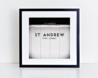 Toronto Art St Andrew Station Subway Sign Black and White Square Wall Art - Made in Canada Toronto Photography