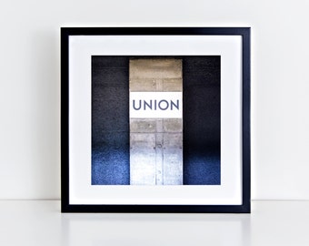 Union Station Toronto Subway Sign Print - Retro Square Wall Art, Blue Wall Art - Made in Canada Toronto Art