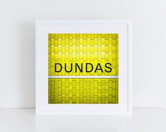 Toronto Subway Dundas Station Square Wall Art - Subway Sign Yellow Home Decor - Made in Canada Toronto Photography