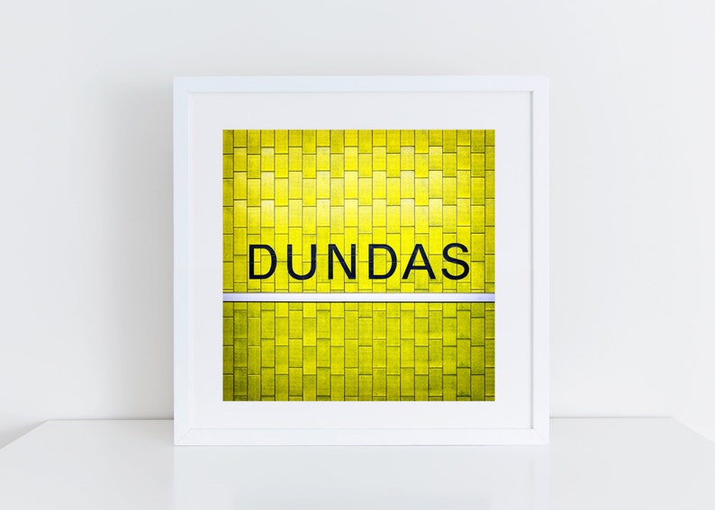 Toronto Subway Dundas Station Square Wall Art Subway Sign Yellow Home Decor Made in Canada Toronto Photography image 1