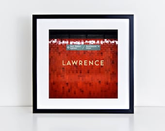 Toronto Photography Subway Art - Lawrence Station Subway Sign Red Wall Art - Made in Canada Retro Square Wall Art