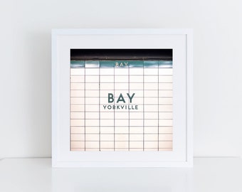 Bay Subway Station Toronto Art Print - Made in Canada Retro Square Wall Art, Subway Sign Art, Toronto Photography