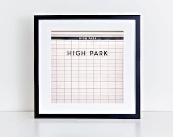 Toronto High Park Subway Station Sign - Toronto Photography - Made in Canada Subway Sign Square Wall Art