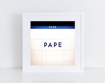Toronto Subway Pape Station Sign - Toronto Photography - Made in Canada Subway Sign Retro Square Wall Art