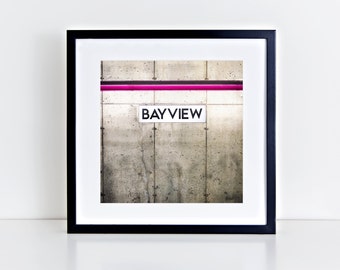 Toronto Art Bayview Sation Subway Sign Print - Made in Canada Retro Square Wall Art - Toronto Photography