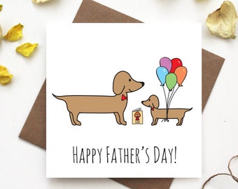 Dachshund Fathers Day Card- Sausage Dog Fathers Day Card
