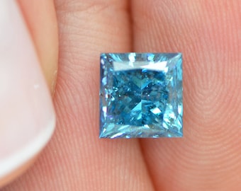 Radiant Cut Diamond Fancy Blue Color Enhanced Certified 0.94 Carat VS2 For Ring