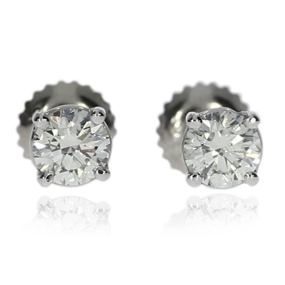 Diamond Stud Earrings For Women 14k White Gold Earrings1 01 Etsy