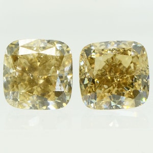 Cushion Cut Diamond Pair Natural Fancy Champagne VS2 3.39 TCW