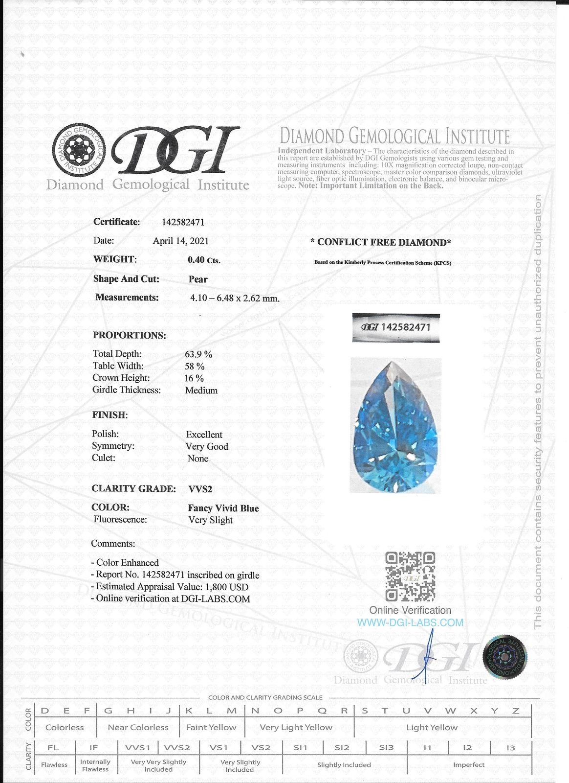 Pear Shape Diamond Fancy Blue 0.40 Carat VVS2 | Etsy