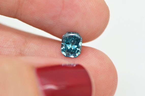 Radiant Cut Diamond Fancy Blue Color Enhanced Certified 0.94 Carat VS2 For Ring