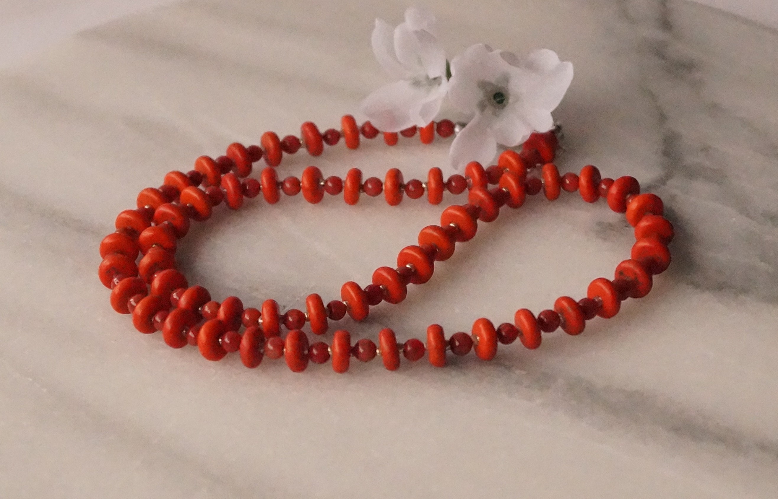 Bamboo Coral Necklace Gemstone Red Coral Necklace Minimalist - Etsy