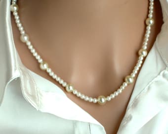 Collar de perlas, gargantilla minimalista sencilla, piedra natal de diciembre