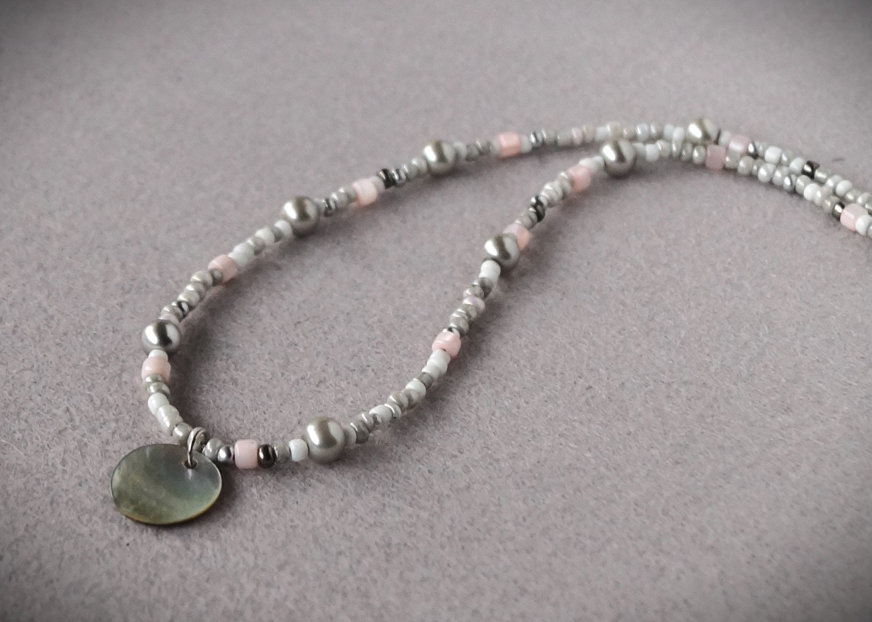 ネックレス・ペンダント [KINDABABY] gemstone gray pearl necklace Gray Pearl and Mother-of-pearl Necklace, Pendant Choker