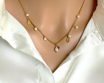Collar de perlas Collar minimalista Bonito regalo Piedra natal de diciembre