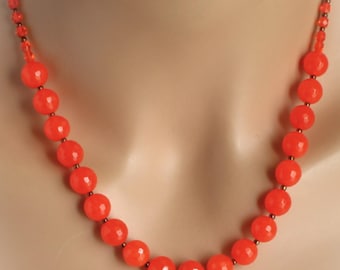 Collar de ágata naranja, piedra preciosa facetada, gargantilla de cuentas marrón chocolate