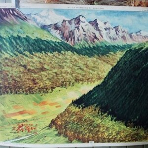 Affiche scolaire ancienne Rossignol Paysages du monde