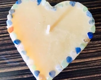 Love is the Answer - Handcrafted Small Heart Crystal Candle inlaid with Crystals and Gemstones that Illuminate When lit! Burns for 50 Hours
