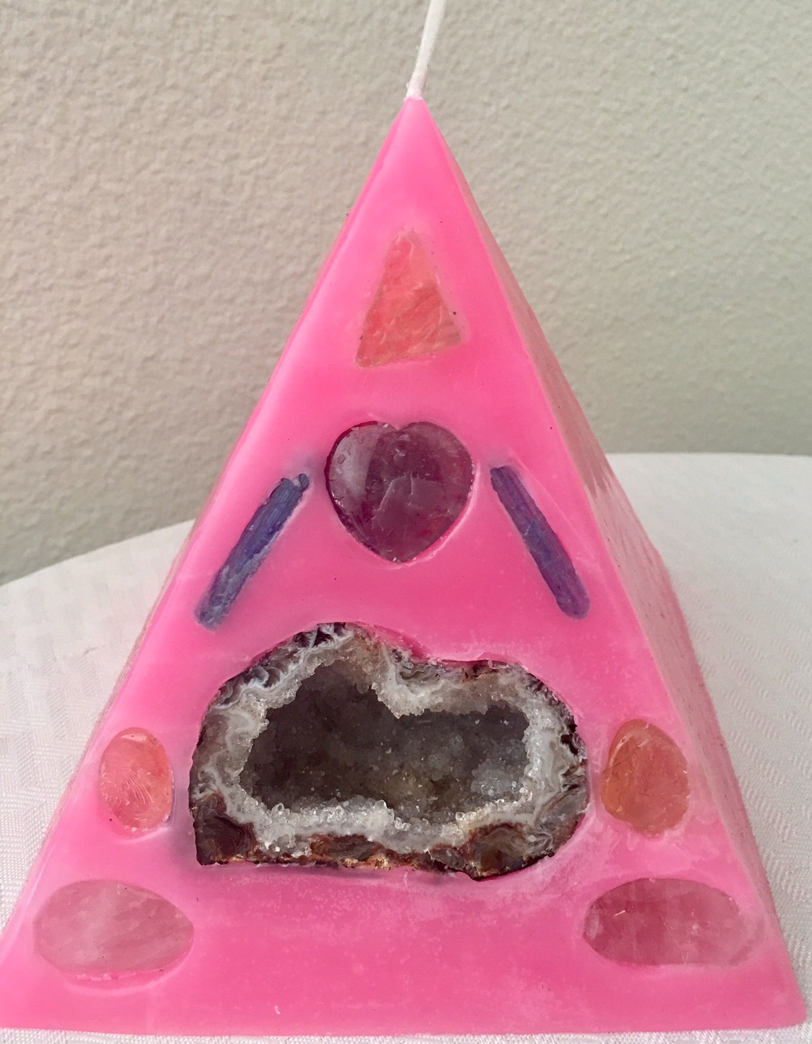Crystal Candle Mini Pyramid Candle W/ an Inlaid Geode Etsy