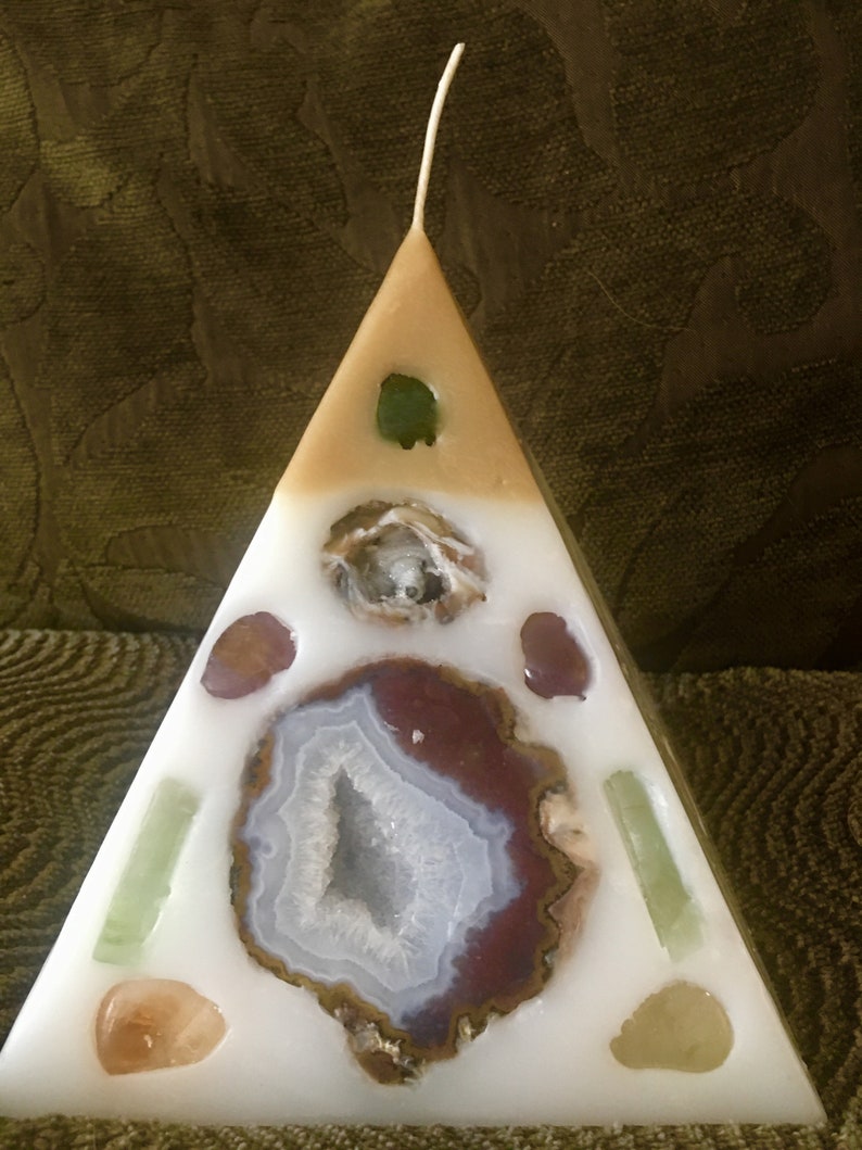Crystal Pyramid Candle White & Gold Capped Large Pyramid Etsy