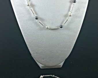 Schmuckset Silber und Perlen Kette mit Armband
