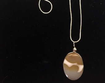 Ying-Yang Double Sided Pendant: Montana Agate with Tigereye