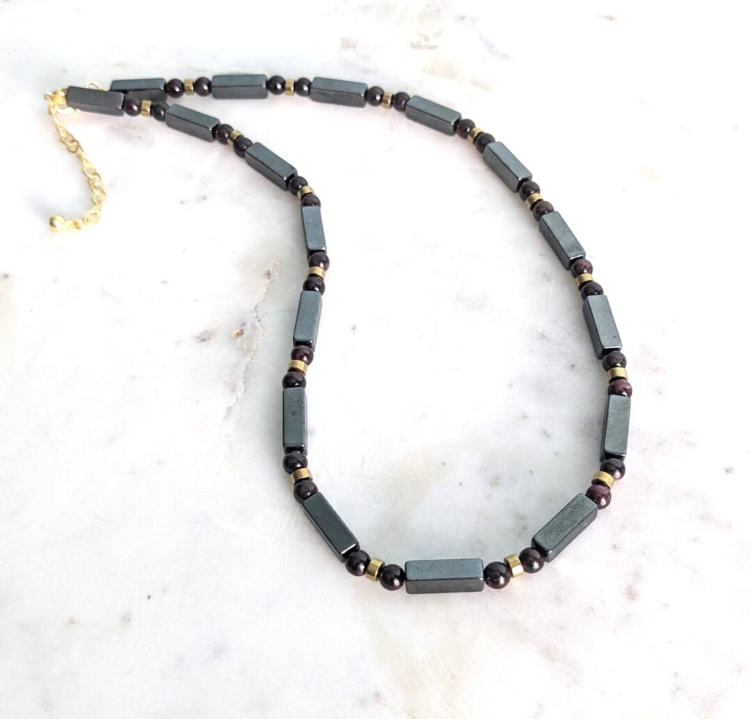 and Hematite Mens Necklace, Unisex Necklace, Gift for Men, Mens