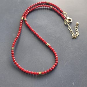 Faceted Coral 24 K Gold Filled Statement Choker, Natural Stone Necklace, March Birthstone, Minimalist Jewelry, Gift for Mother, Wife, Sister