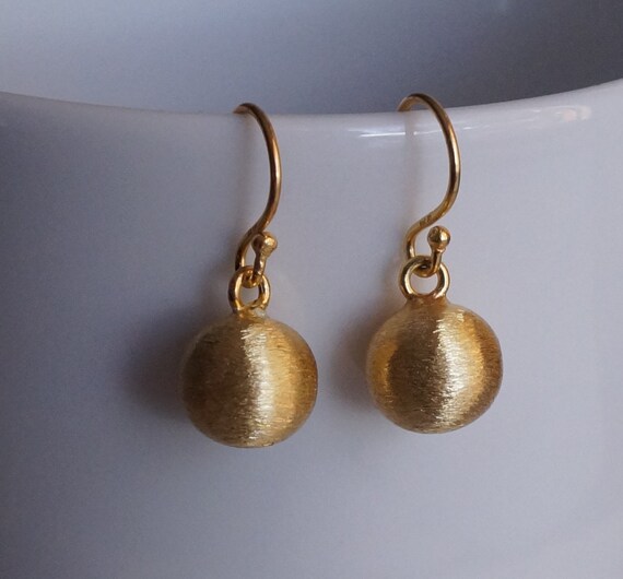Brushed 24 K Gold Filled Satin Ball Earrings Exotic Bali - Etsy