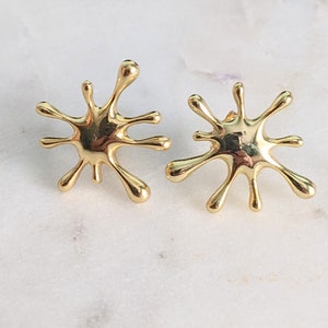 Gold Starburst Gold Filled Earrings, Abstract Modern Gold Star Stud Post Earrings, Gift for Mother, Wife, and Sister