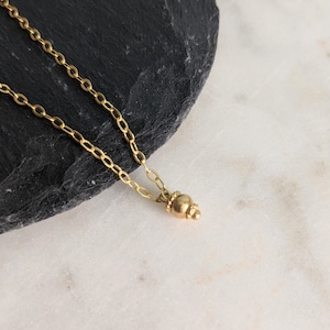 Minimalistic Necklace, 24 K Gold Filled Tiny Beaded Charm Pendant, Tiny Gold Necklace, Dainty Charm Necklace, Gift for Wife and Mother