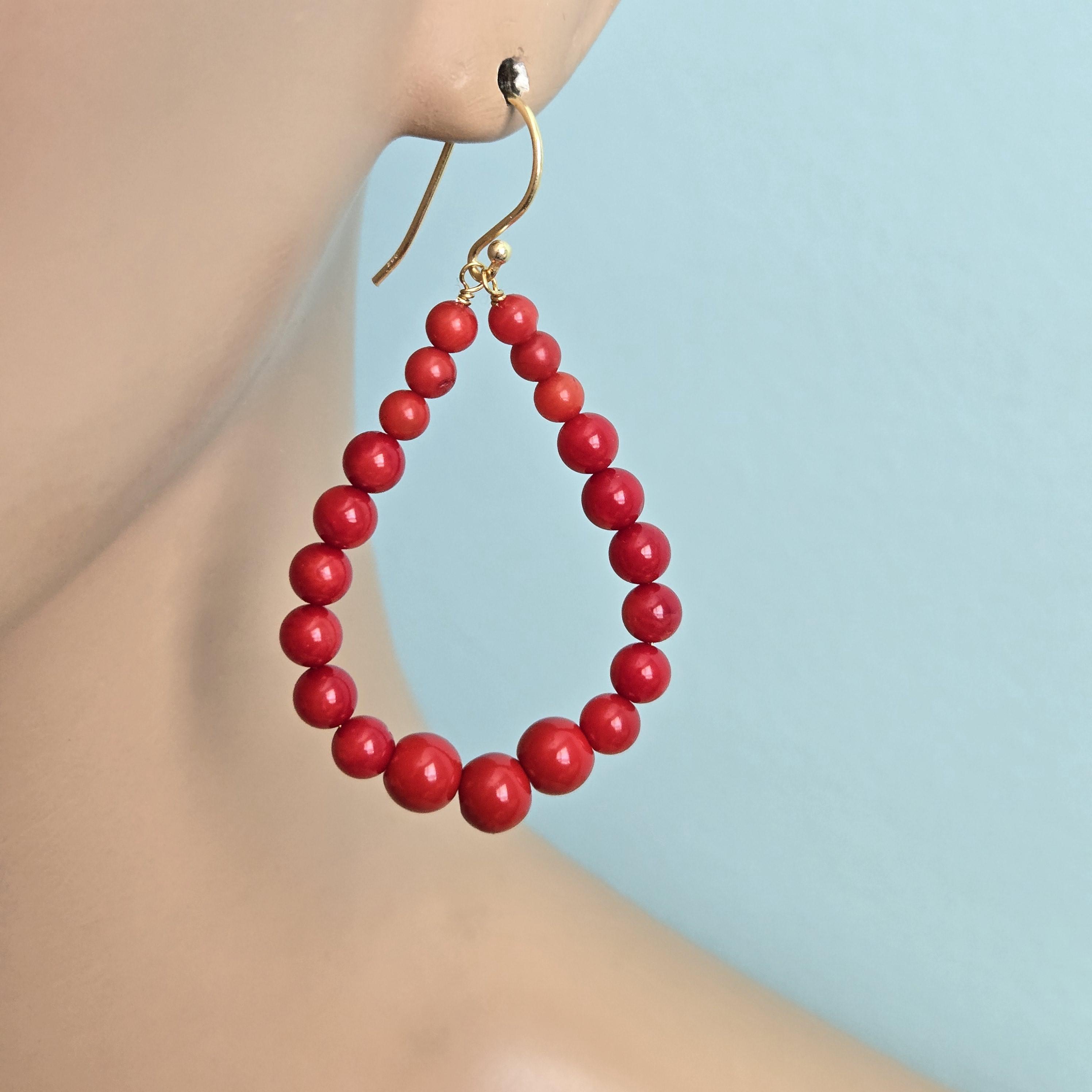 Orecchini di lusso rosso corallo | Acquisti Online su