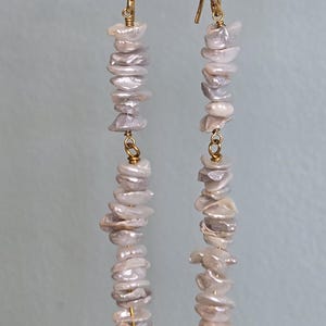 Gray Delicate Pearl Wire Wrap 24 K Gold Filled, June Birthstone Jewelry, Long Earrings, Wedding Earrings, Gift for Mother, Wife, and Sister