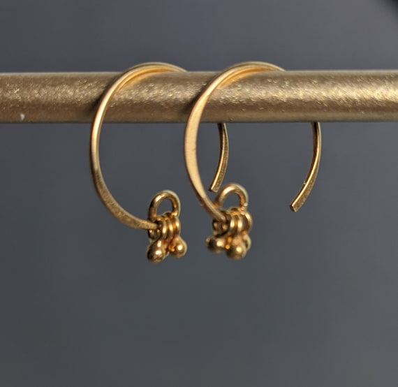 Bali 24 K Gold Ball Earrings Simple Earrings Dainty Earrings Minimal Earrings Tiny Earrings Hoop Earrings Delicate Minimalist Earrings Etsy