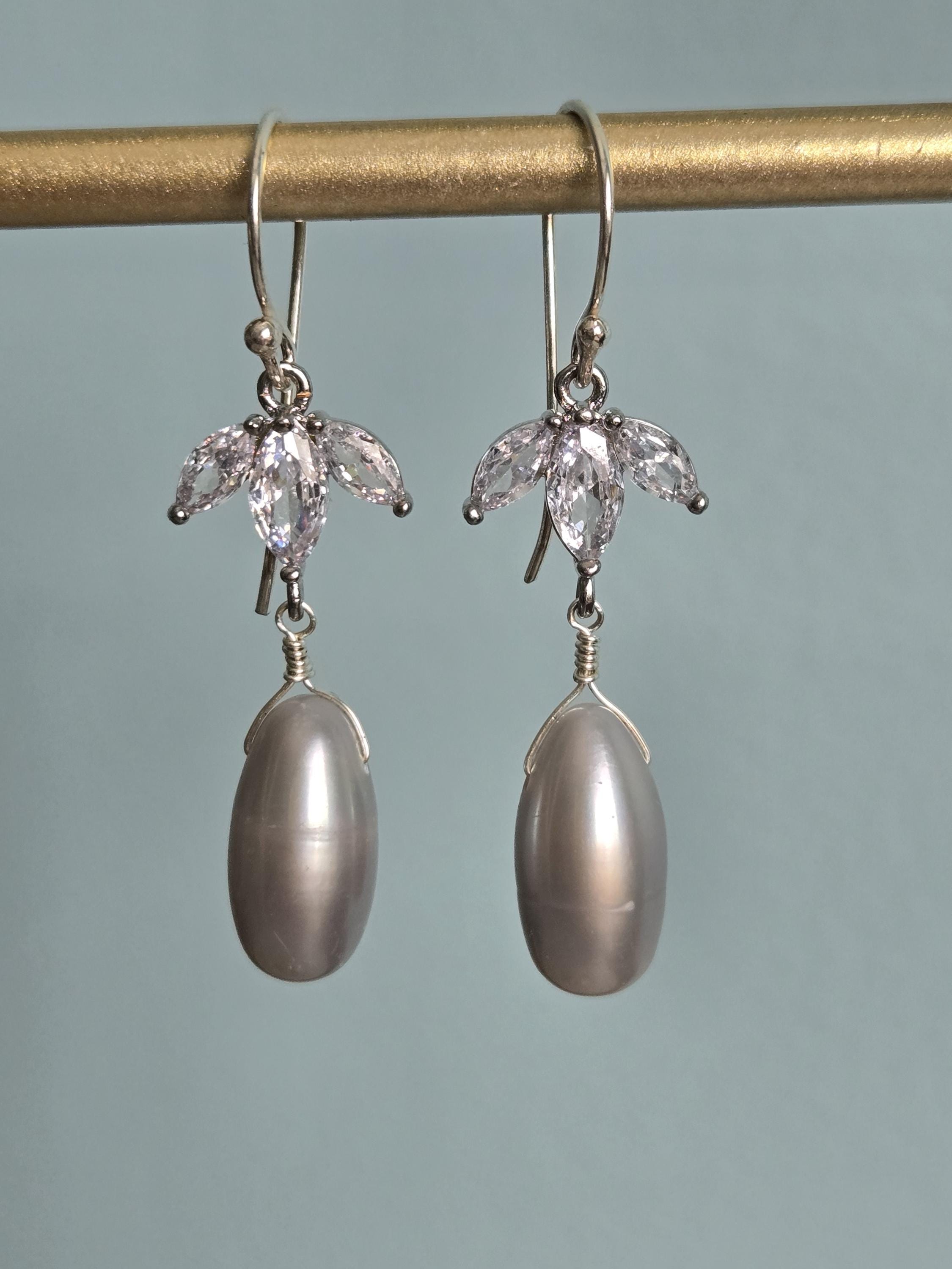 Gray Baroque Pearl Sterling Earrings