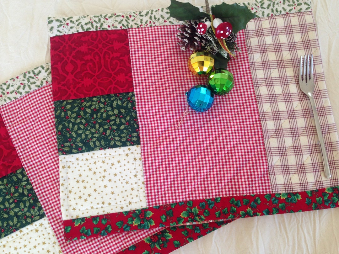 Set of Quilted Christmas Placemats /patchwork Christmas Etsy