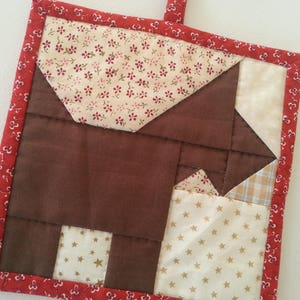 quilted potholder &quot;scottish terrier &quot; / patchwork potholder &quot;scott terrier &quot; / kitchen decor  scottish terrier potholder