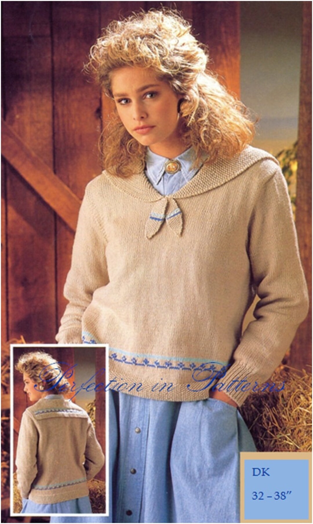 Ladies DK Sailor Collar Fair Isle Detail Sweater Knitting Etsy